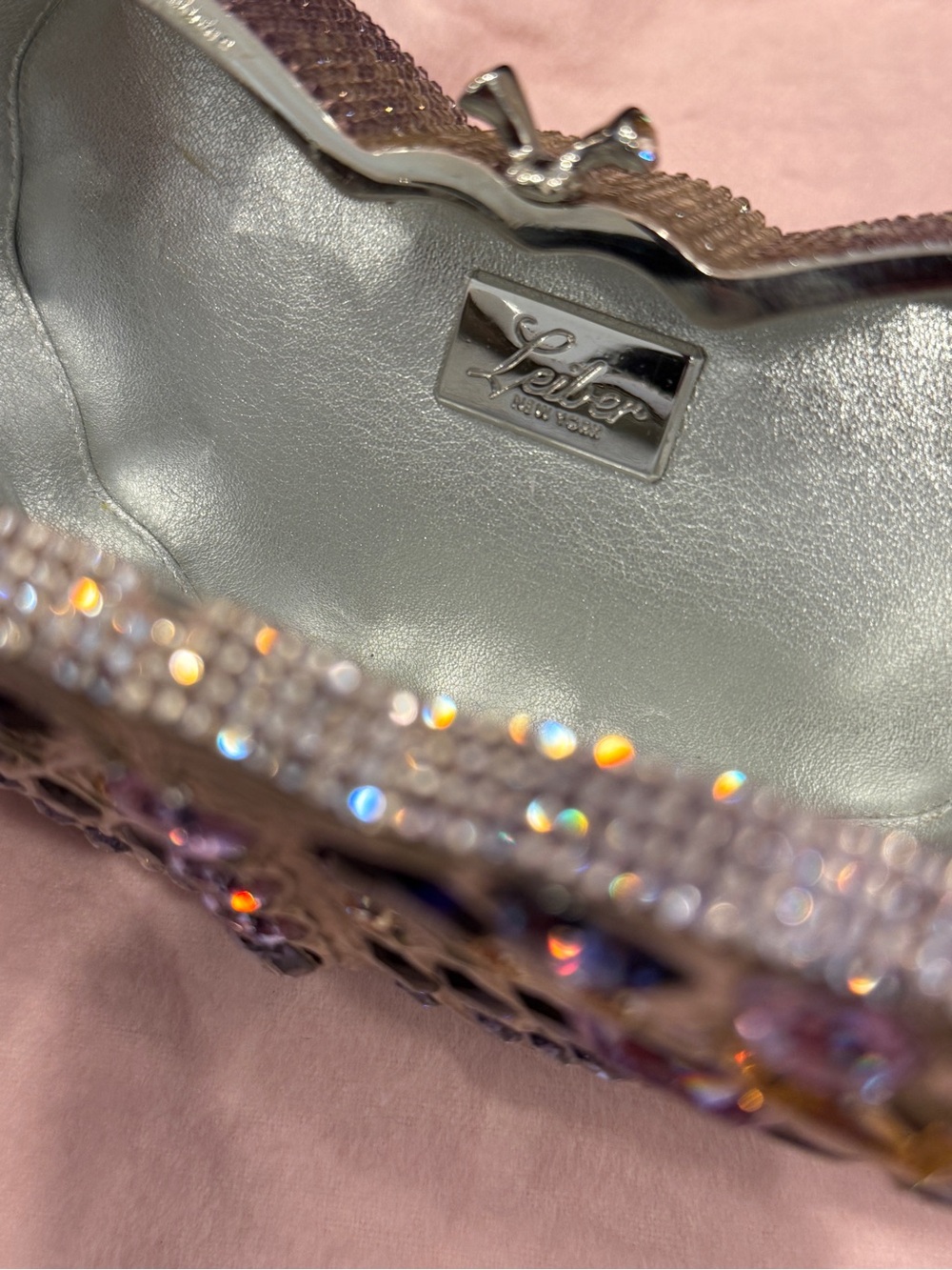 Judith Leiber Jeweled Butterfly Evening Clutch in Purple, Pink, Gold - Picture 2 of 6